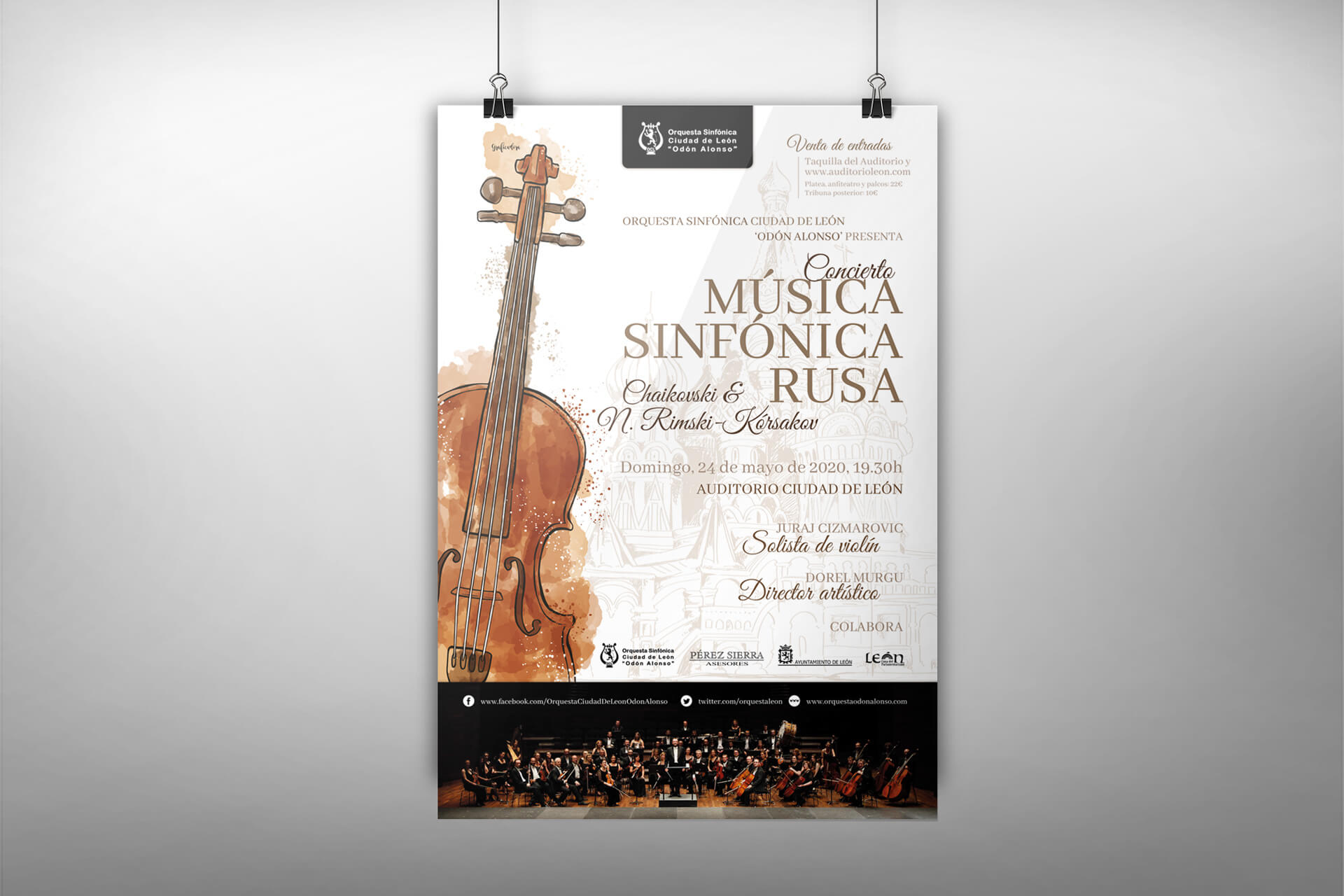 Diseño de cartel para concierto de música sinfónica rusa