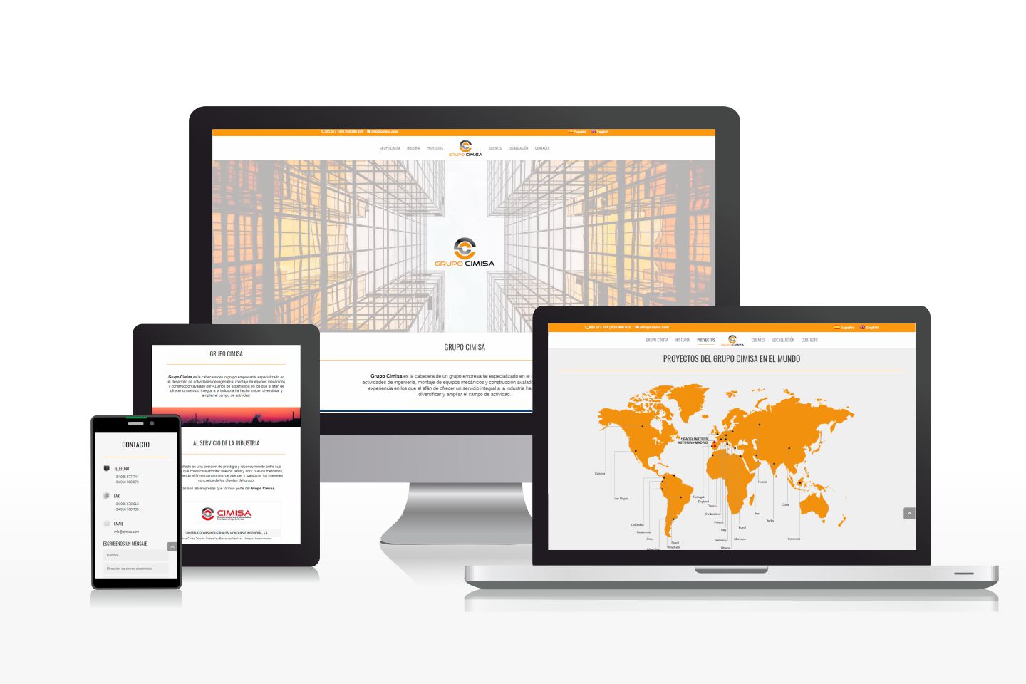 Diseño de página web onepage multilingüe para grupo empresarial