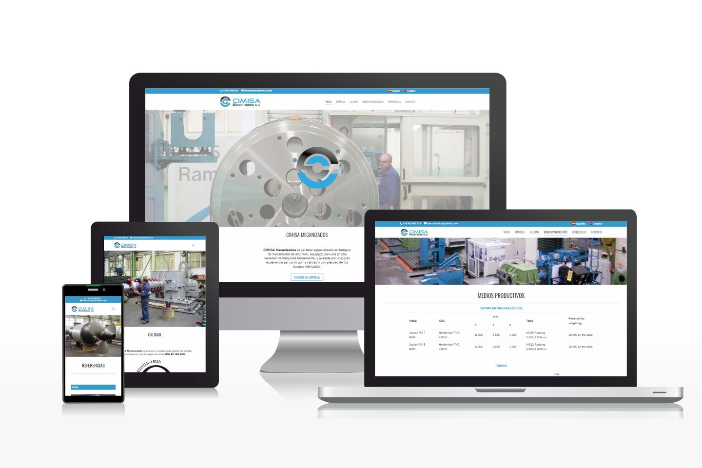 Diseño de página web multilingüe para empresa de mecanizados