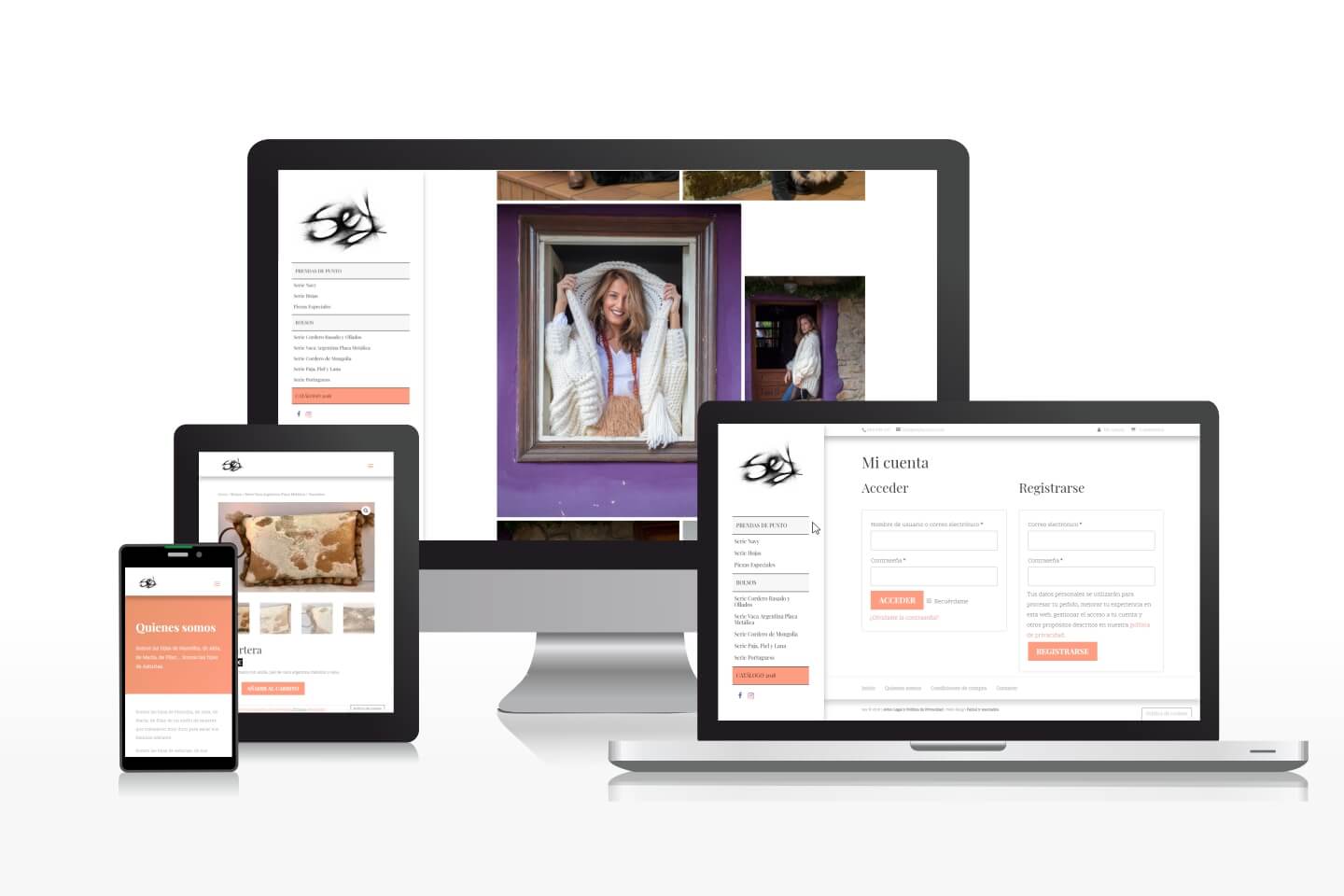 Diseño de página web y catálogo virtual de bolsos y accesorios de moda