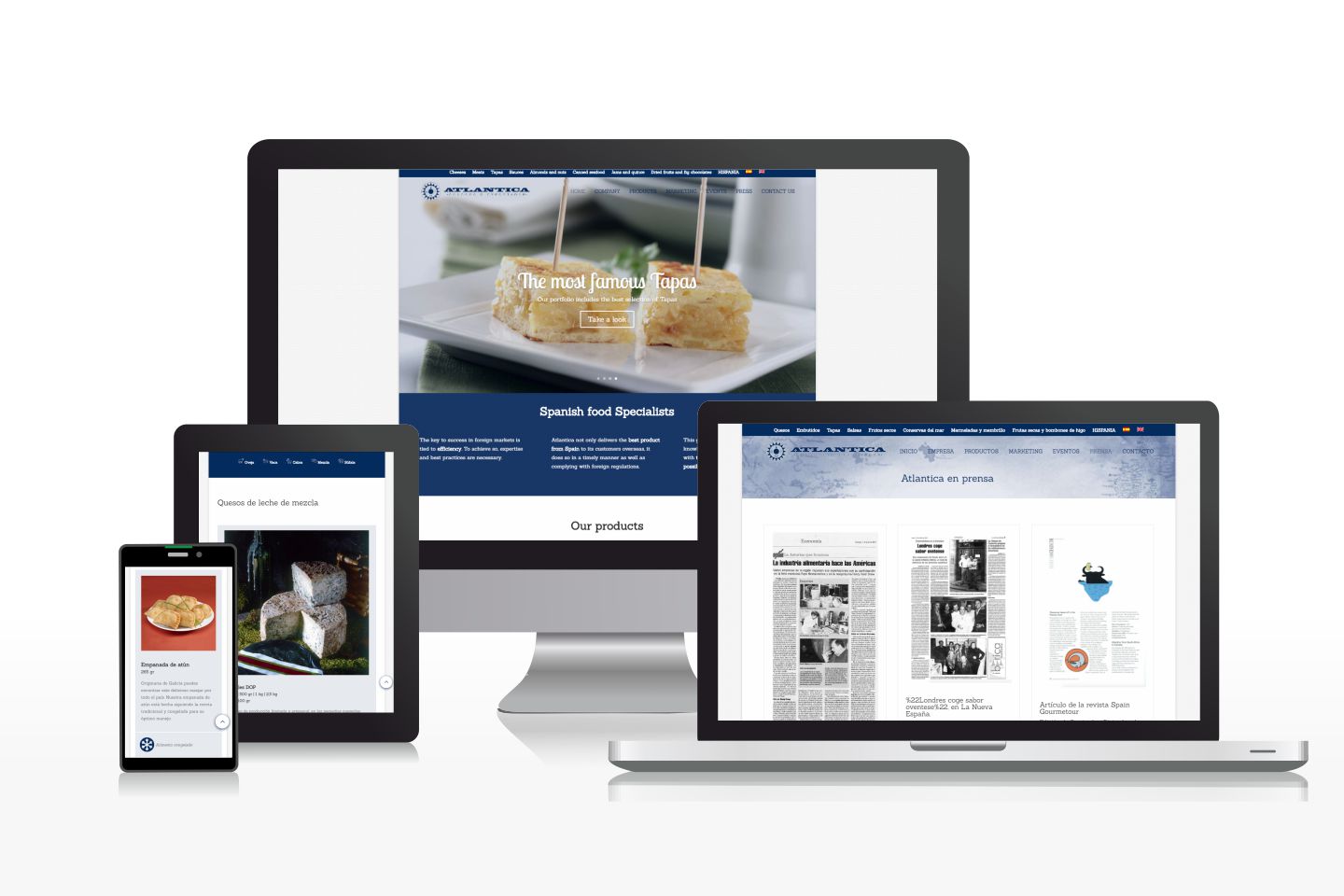 Diseño de página web multilingüe para distribuidor internacional de alimentos